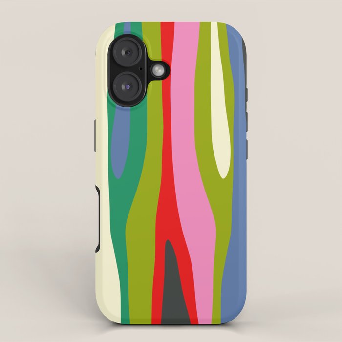 Wild Stripes Modern Multicolor Abstract Pattern Blue Pink Red Green iPhone Case Gallery Image 1