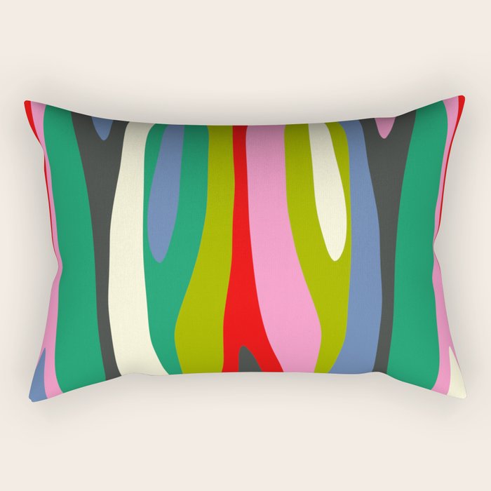 Wild Stripes Modern Multicolor Abstract Pattern Blue Pink Red Green Rectangular Pillow Gallery Image 2