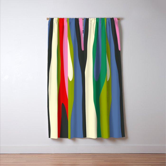 Wild Stripes Modern Multicolor Abstract Pattern Blue Pink Red Green Window Curtain Gallery Image 3