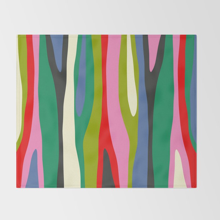 Wild Stripes Modern Multicolor Abstract Pattern Blue Pink Red Green Throw Blanket Gallery Image 2