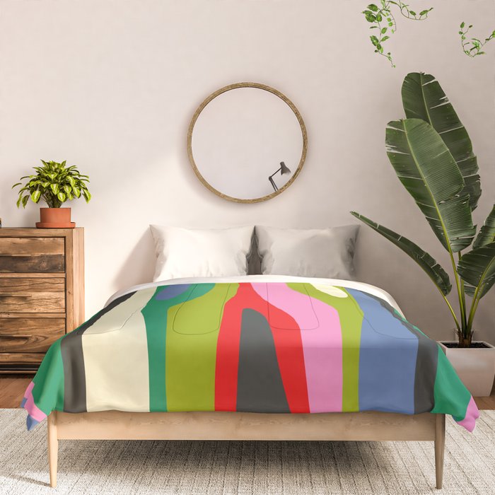 Wild Stripes Modern Multicolor Abstract Pattern Blue Pink Red Green Comforter Gallery Image 3