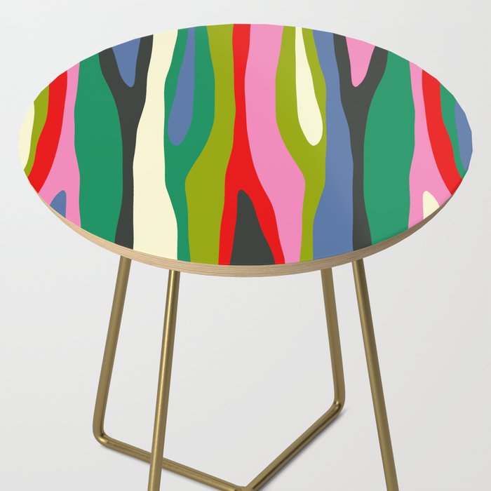 Wild Stripes Modern Multicolor Abstract Pattern Blue Pink Red Green Side Table Gallery Image 2