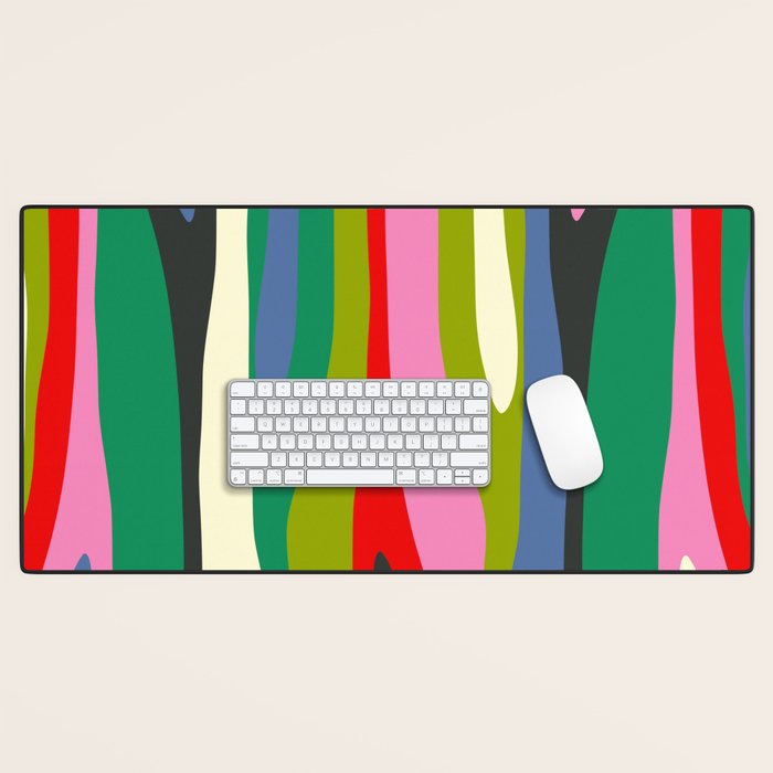 Wild Stripes Modern Multicolor Abstract Pattern Blue Pink Red Green Desk Mat Gallery Image 1