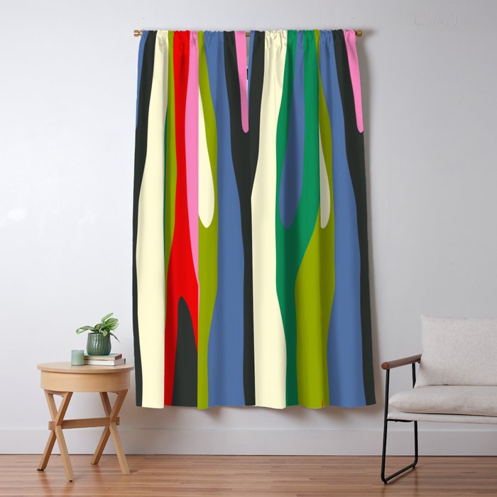 Wild Stripes Modern Multicolor Abstract Pattern Blue Pink Red Green Window Curtain Gallery Image 1