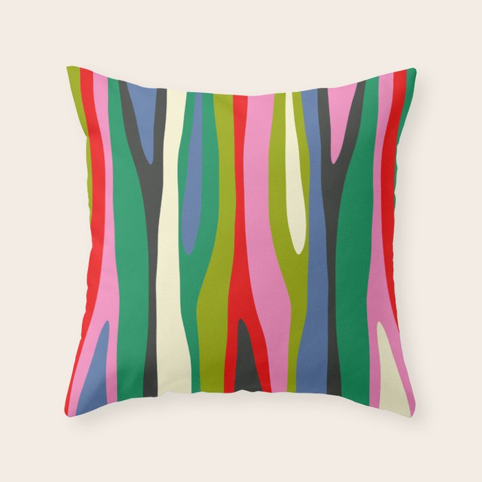 Wild Stripes Modern Multicolor Abstract Pattern Blue Pink Red Green Throw Pillow Gallery Image 6