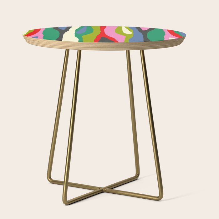 Wild Stripes Modern Multicolor Abstract Pattern Blue Pink Red Green Side Table Gallery Image 1