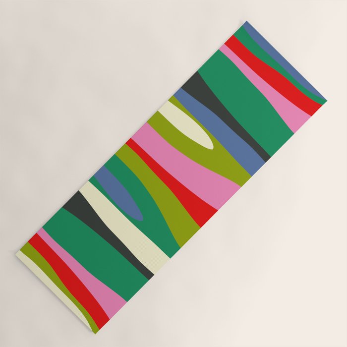 Wild Stripes Modern Multicolor Abstract Pattern Blue Pink Red Green Yoga Mat Gallery Image 1