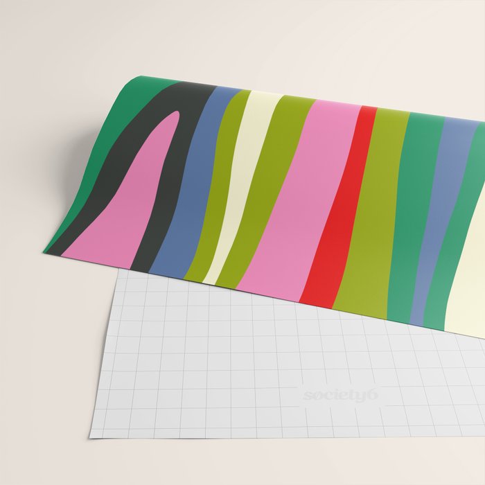Wild Stripes Modern Multicolor Abstract Pattern Blue Pink Red Green Wrapping Paper Gallery Image 2