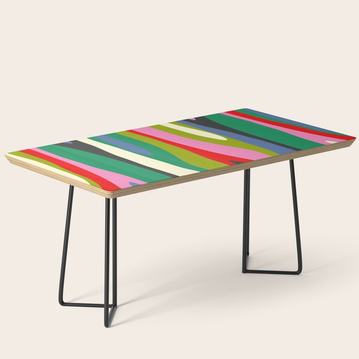 Wild Stripes Modern Multicolor Abstract Pattern Blue Pink Red Green Coffee Table Gallery Image 1