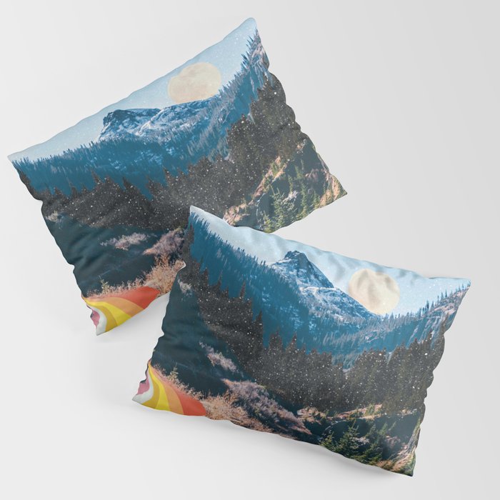 1960's Style Mountain Collage Pillow Sham Gallery Image 3