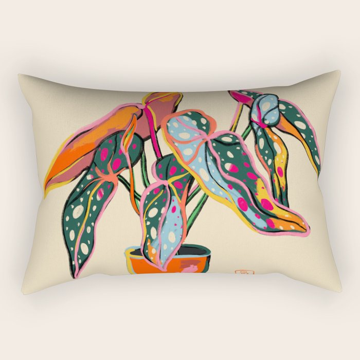 COLOURFUL BEGONIA PLANT  Rectangular Pillow Gallery Image 2