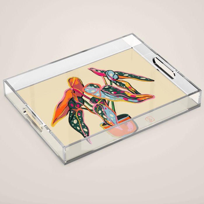 COLOURFUL BEGONIA PLANT  Acrylic Tray Gallery Image 1