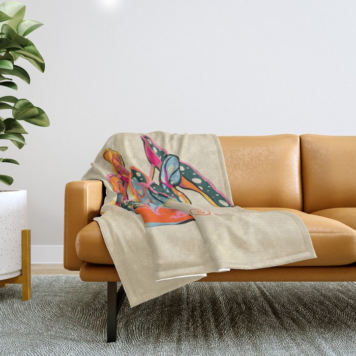 COLOURFUL BEGONIA PLANT  Throw Blanket Gallery Image 1