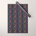 Leaf Fronds in Fall Colors on Navy Blue Wrapping Paper Gallery Image 1