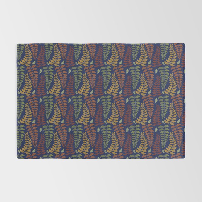 Leaf Fronds in Fall Colors on Navy Blue Rug Gallery Image 2
