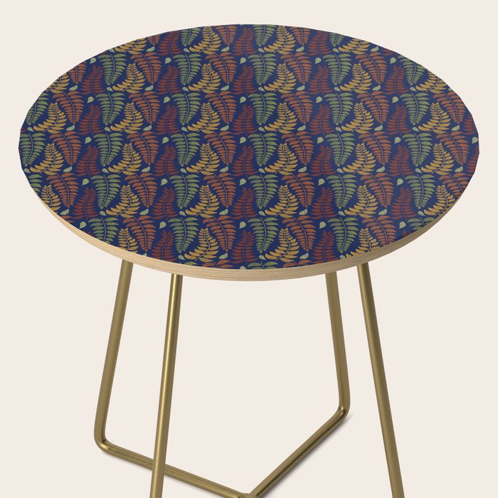 Leaf Fronds in Fall Colors on Navy Blue Side Table Gallery Image 2