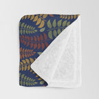 Leaf Fronds in Fall Colors on Navy Blue Throw Blanket Gallery Image 3