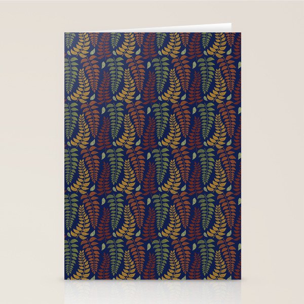 Leaf Fronds in Fall Colors on Navy Blue Stationery Card Gallery Image 1