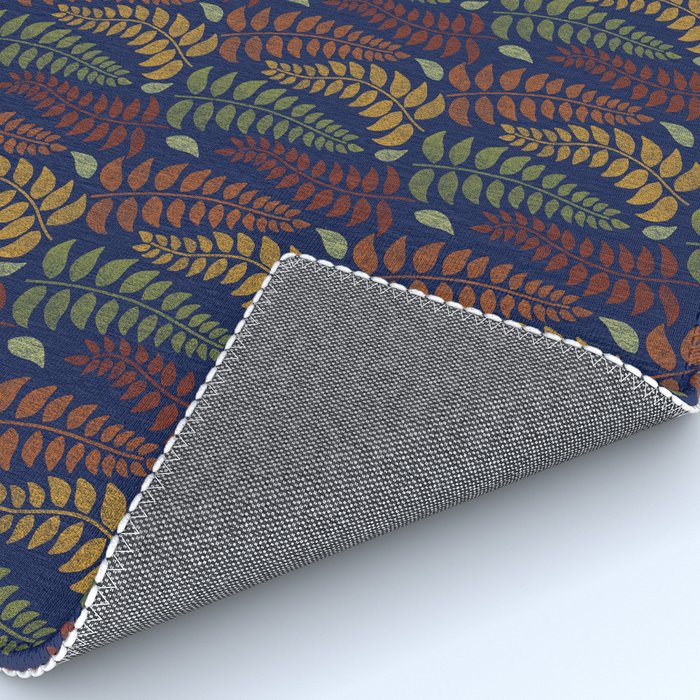 Leaf Fronds in Fall Colors on Navy Blue Rug Gallery Image 4