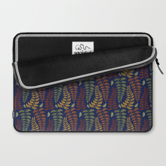 Leaf Fronds in Fall Colors on Navy Blue Laptop Sleeve Gallery Image 2