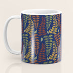 Leaf Fronds in Fall Colors on Navy Blue Coffee Mug Gallery Image 3