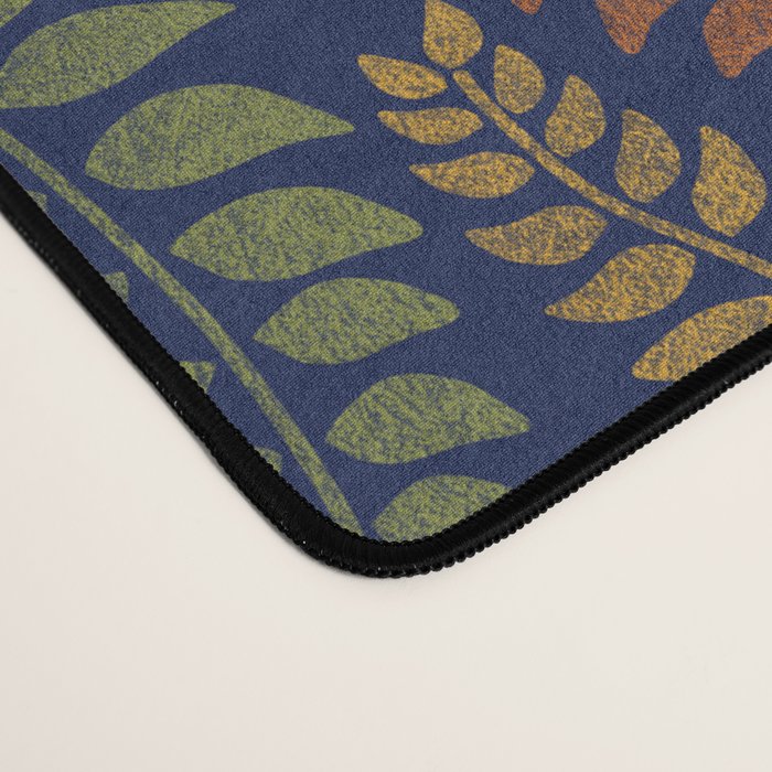 Leaf Fronds in Fall Colors on Navy Blue Desk Mat Gallery Image 4