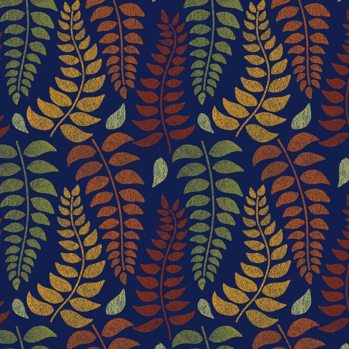 Leaf Fronds in Fall Colors on Navy Blue Coffee Mug Gallery Image 2