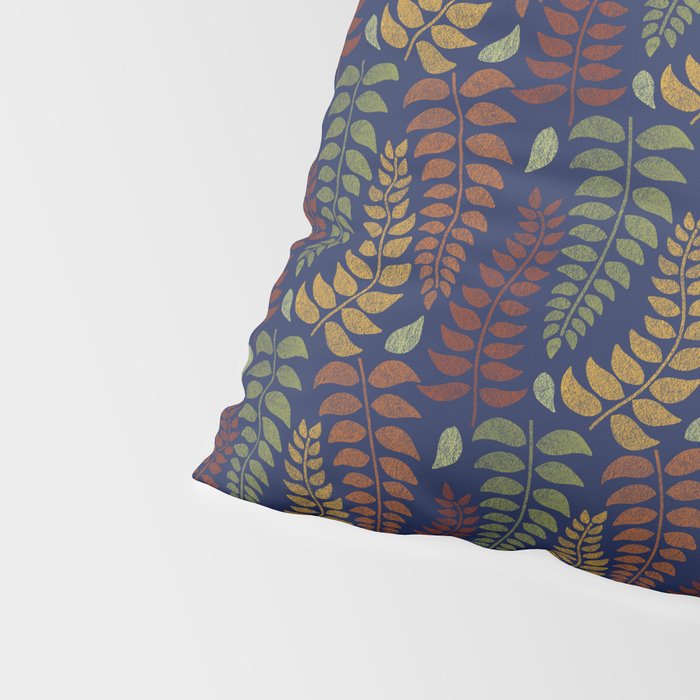 Leaf Fronds in Fall Colors on Navy Blue Pillow Sham Gallery Image 4