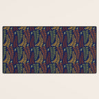 Leaf Fronds in Fall Colors on Navy Blue Desk Mat Gallery Image 3