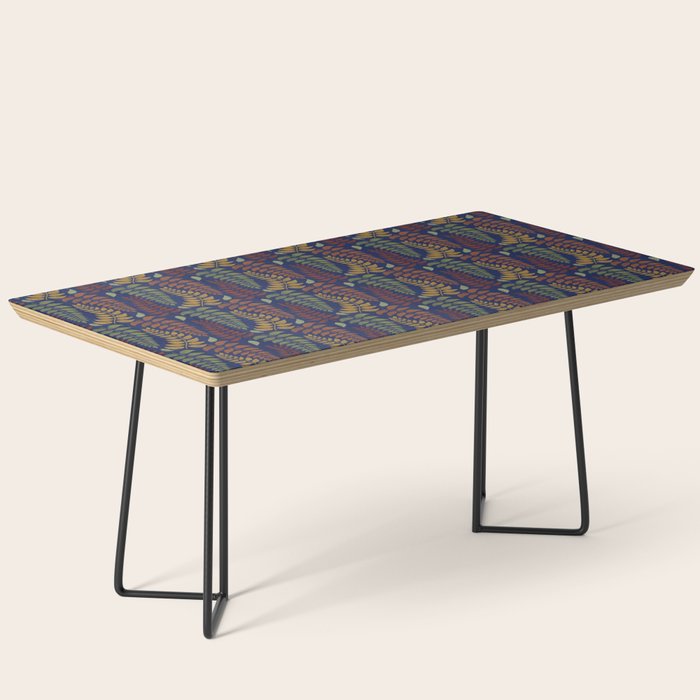 Leaf Fronds in Fall Colors on Navy Blue Coffee Table Gallery Image 1