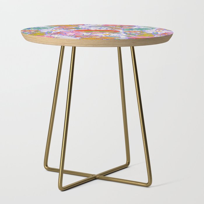 Kittens & Shrooms - Rainbow & Indigo on White Side Table Gallery Image 1
