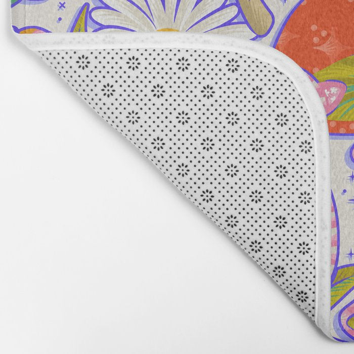 Kittens & Shrooms - Rainbow & Indigo on White Bath Mat Gallery Image 2