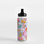 Kittens & Shrooms - Rainbow & Indigo on White Water Bottle Gallery Image 2