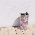 Kittens & Shrooms - Rainbow & Indigo on White Travel Mug Gallery Image 4