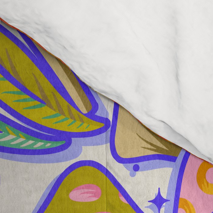 Kittens & Shrooms - Rainbow & Indigo on White Comforter Gallery Image 4