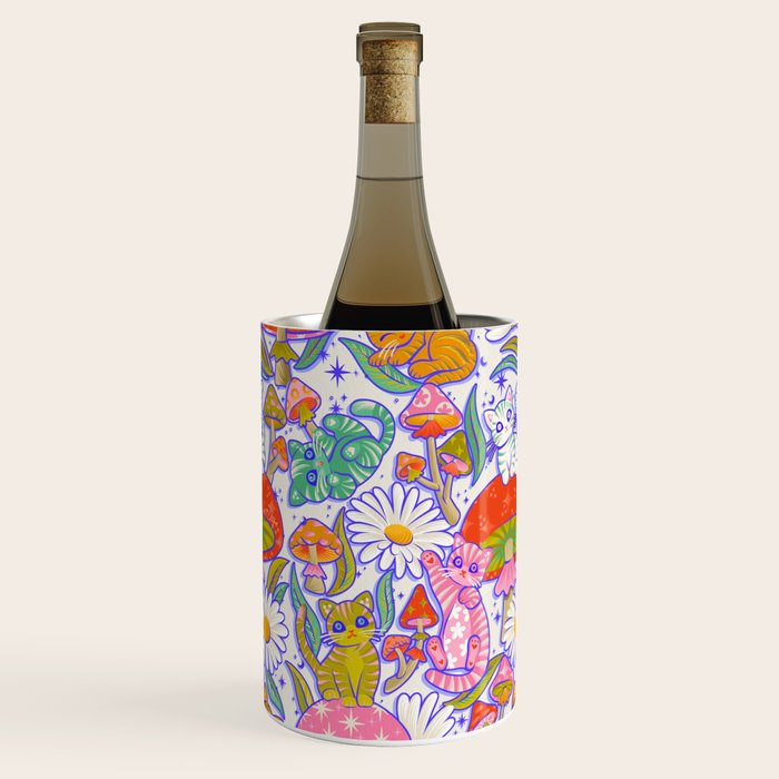 Kittens & Shrooms - Rainbow & Indigo on White Wine Chiller Gallery Image 3