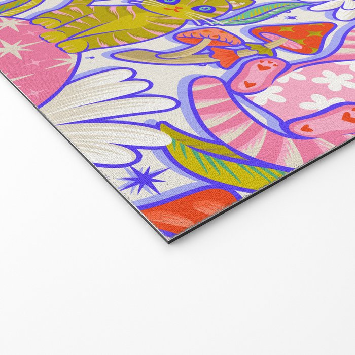 Kittens & Shrooms - Rainbow & Indigo on White Welcome Mat Gallery Image 2