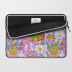 Kittens & Shrooms - Rainbow & Indigo on White Laptop Sleeve Gallery Image 2