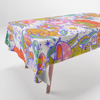 Kittens & Shrooms - Rainbow & Indigo on White Tablecloth Gallery Image 1