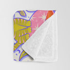 Kittens & Shrooms - Rainbow & Indigo on White Throw Blanket Gallery Image 3