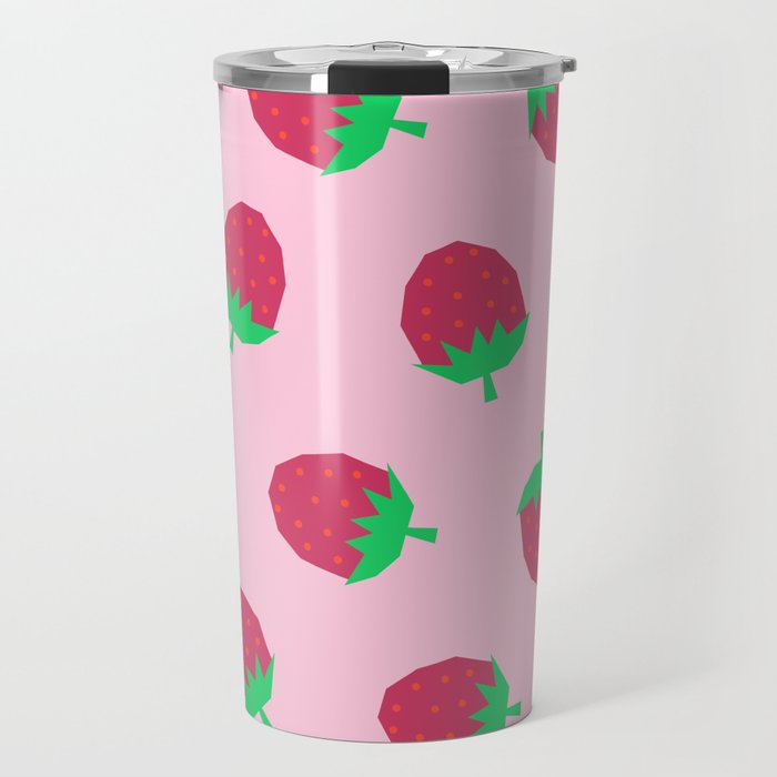Strawberry Papercut Pattern Travel Mug Gallery Image 1