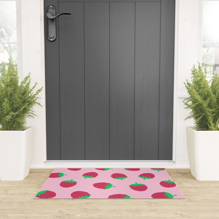 Strawberry Papercut Pattern Welcome Mat Gallery Image 3