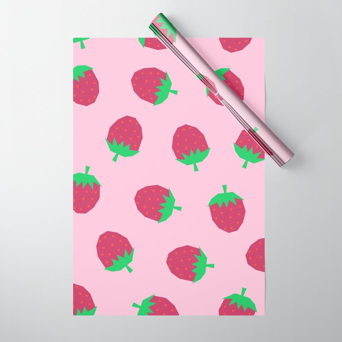 Strawberry Papercut Pattern Wrapping Paper Gallery Image 1