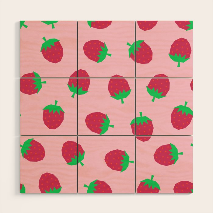 Strawberry Papercut Pattern Wood Wall Art Gallery Image 1