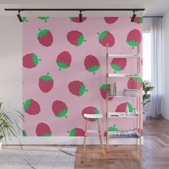 Strawberry Papercut Pattern Wall Mural Gallery Image 1