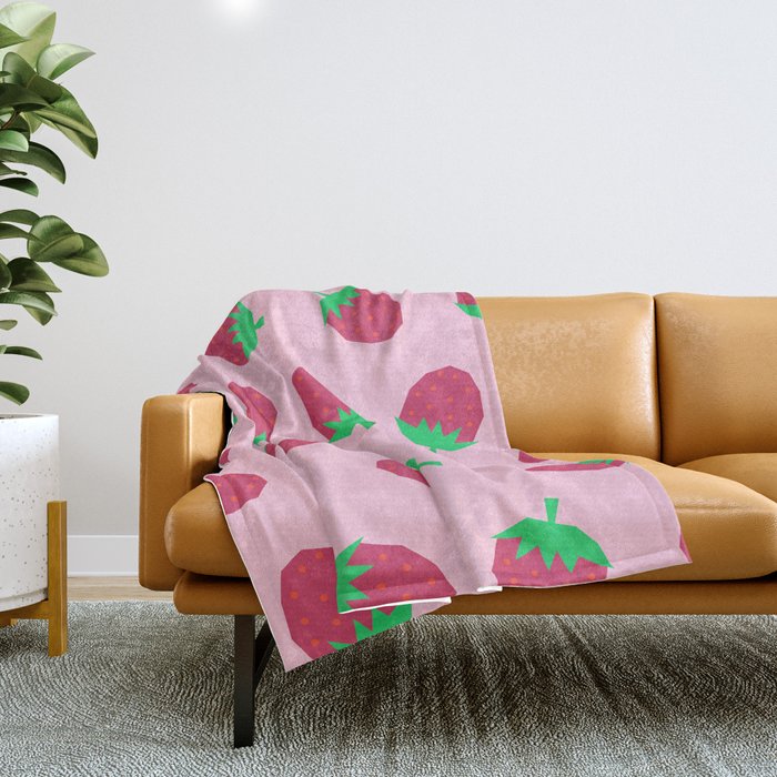 Strawberry Papercut Pattern Throw Blanket Gallery Image 1