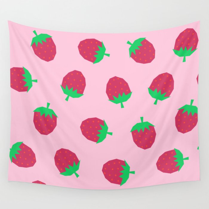 Strawberry Papercut Pattern Wall Tapestry Gallery Image 4