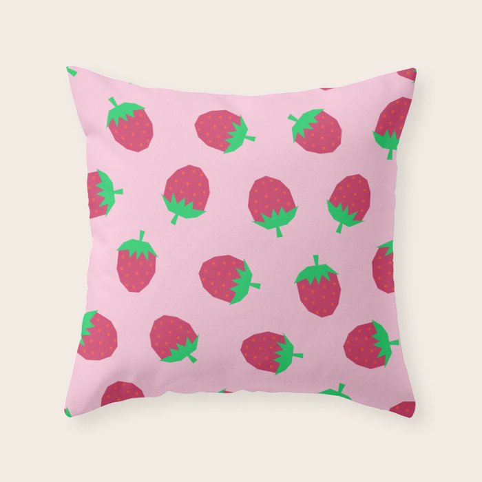 Strawberry Papercut Pattern Throw Pillow Gallery Image 1
