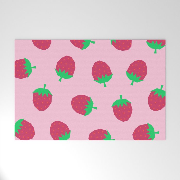 Strawberry Papercut Pattern Welcome Mat Gallery Image 1