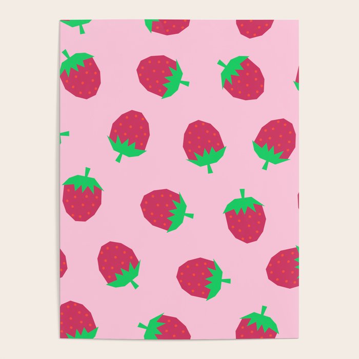 Strawberry Papercut Pattern Poster Gallery Image 4